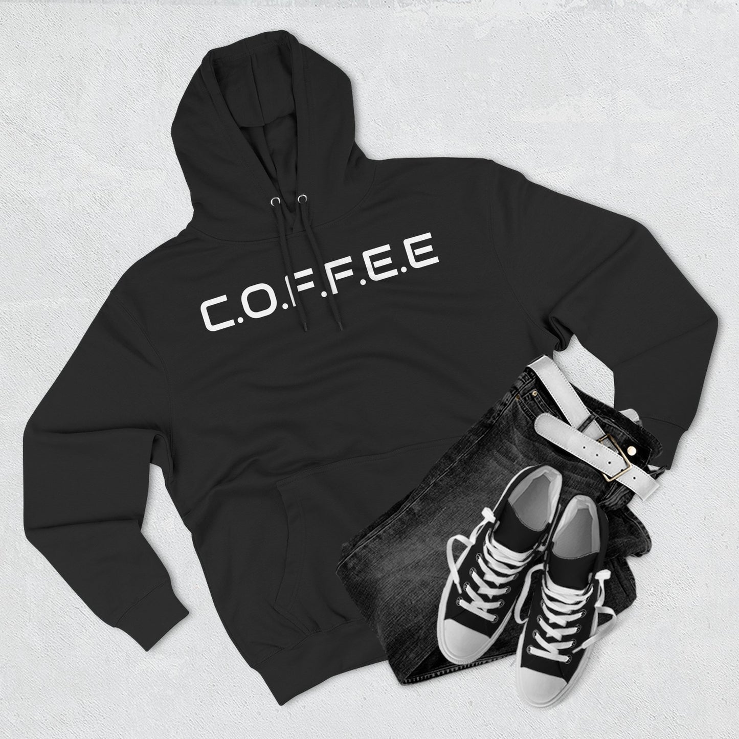 Adult Coffee Christian White Letters & Image Pullover Hoodie