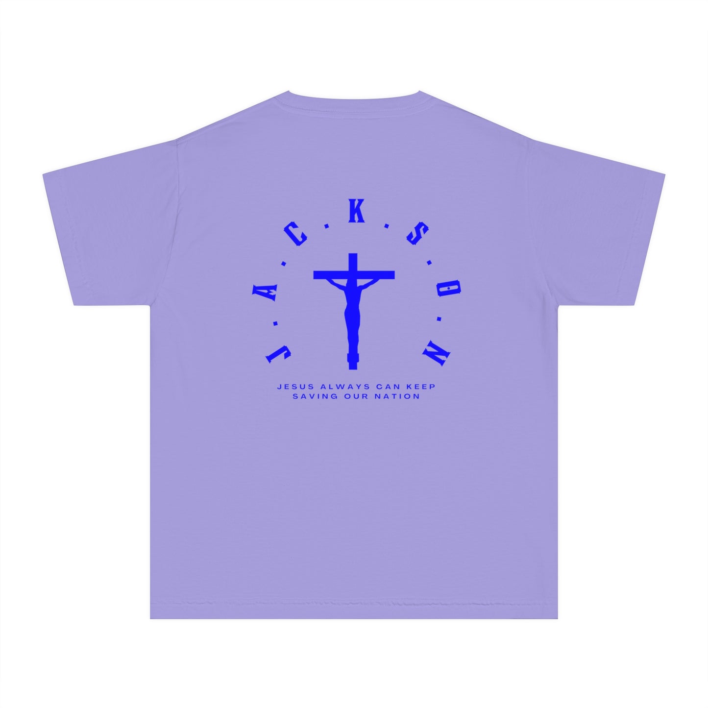 Youth Jackson Believing Christian Blue Letters & Cross