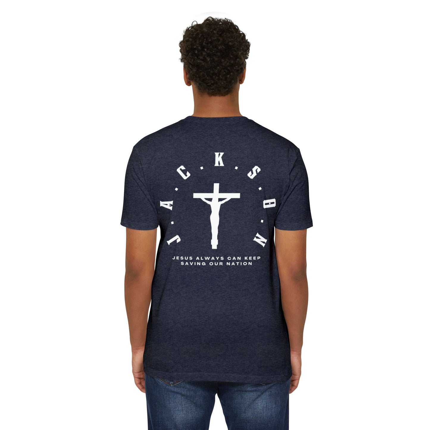 Adult Jackson White Cross & Letters Premium Tee