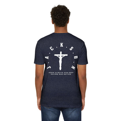 Adult Jackson White Cross & Letters Premium Tee