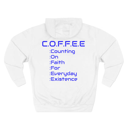 Adult Coffee Christian Blue Words Only Hoodie