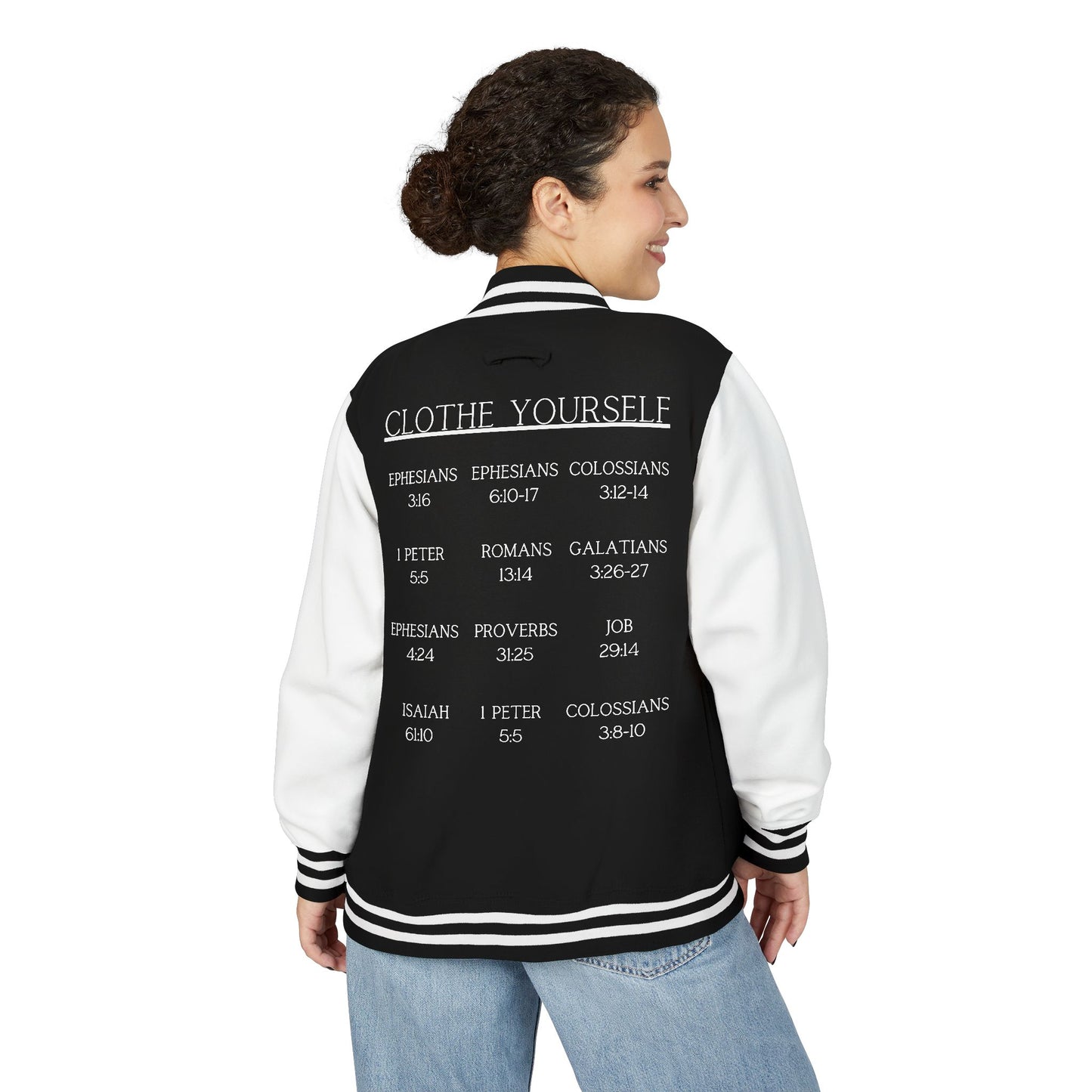 Clothe Yourself White Letterman