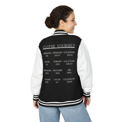 Clothe Yourself White Letterman