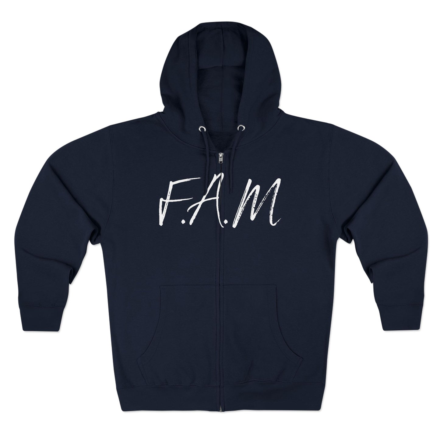 Fam Hoodie White Words Zipper