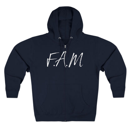 Fam Hoodie White Words Zipper