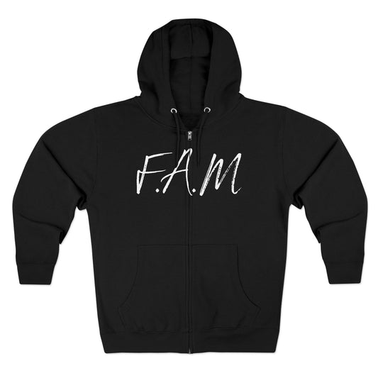 Adult Fam White Words Zipper Hoodie