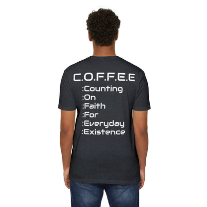 Adult Coffee Christian White Words Only Premium Tee