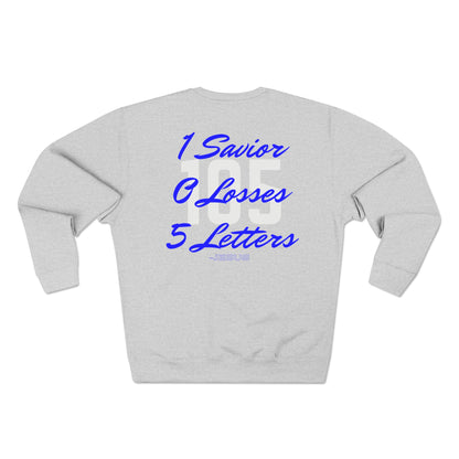 Adult 105 Christian Blue and White Letters Crewneck