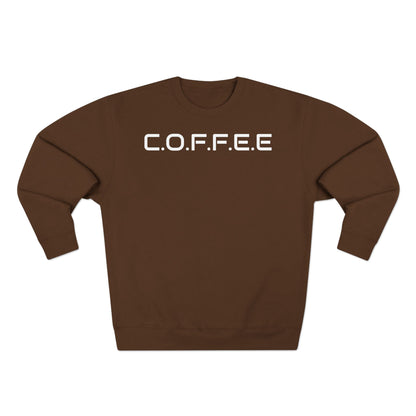 Adult Coffee Christian White Words & Image Crewneck