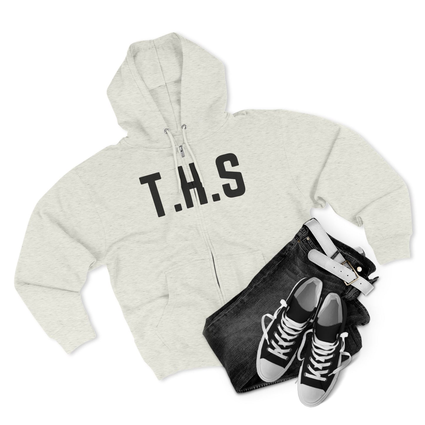 Adult T.H.S Trusting His Spirit Specialty Hoodie Black Letters Zipper