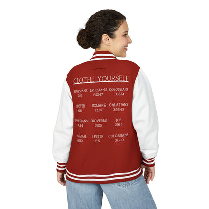 Clothe Yourself White Letterman