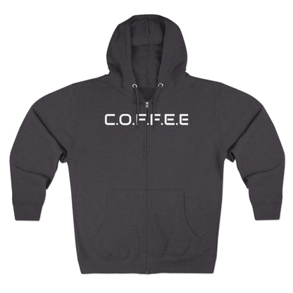 Adult Coffee Christian White Words Only Hoodie Zipper