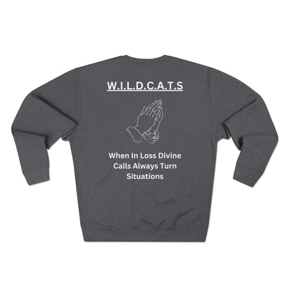 Adult Wildcats Christian White Letters & Picture Crewneck