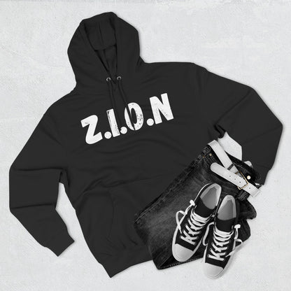 Adult Zion White Words & Image Pullover Hoodie