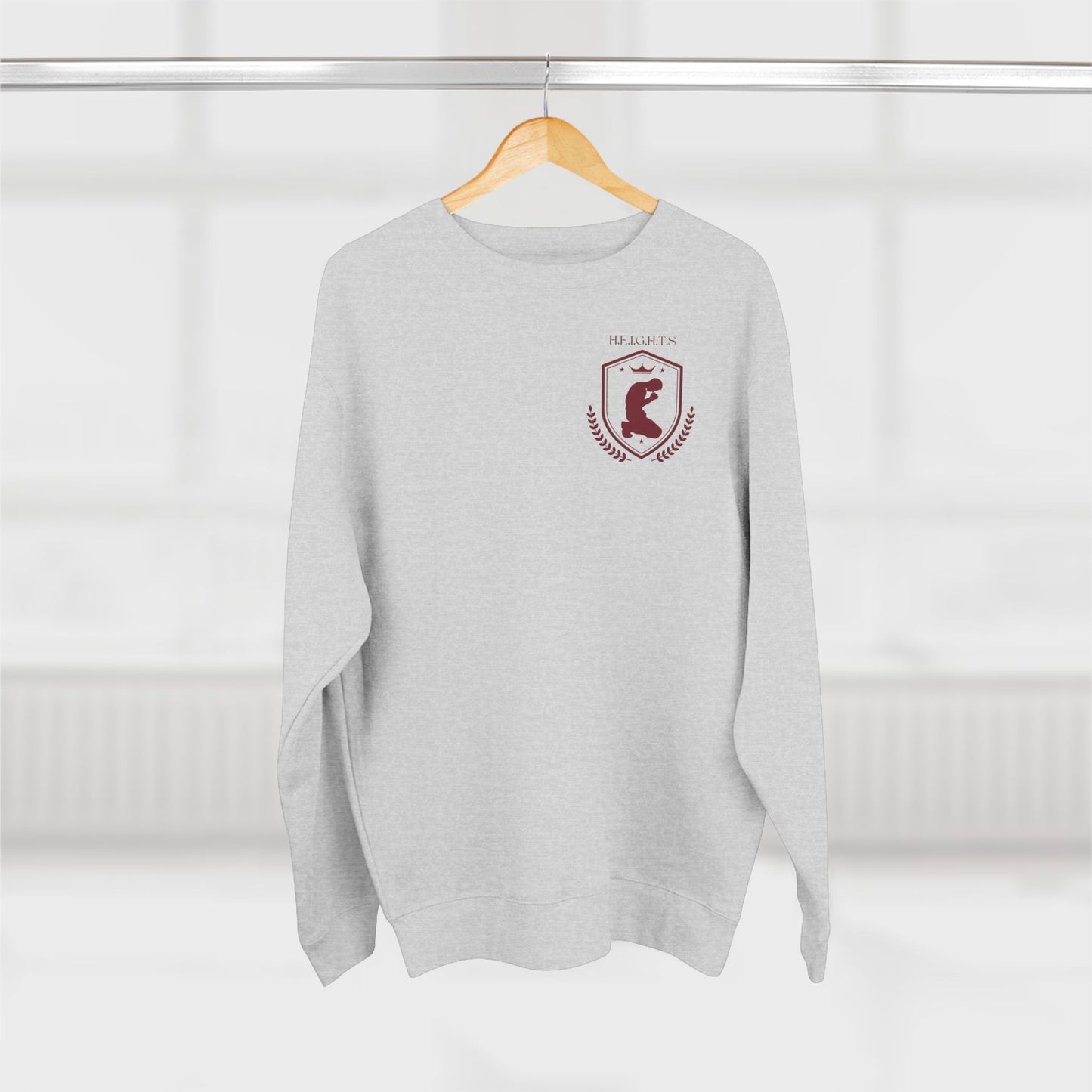 Heights Christian Marron Letters & Image Crewneck