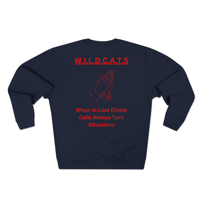 Wildcats Christian Red Letters & Picture Crewneck