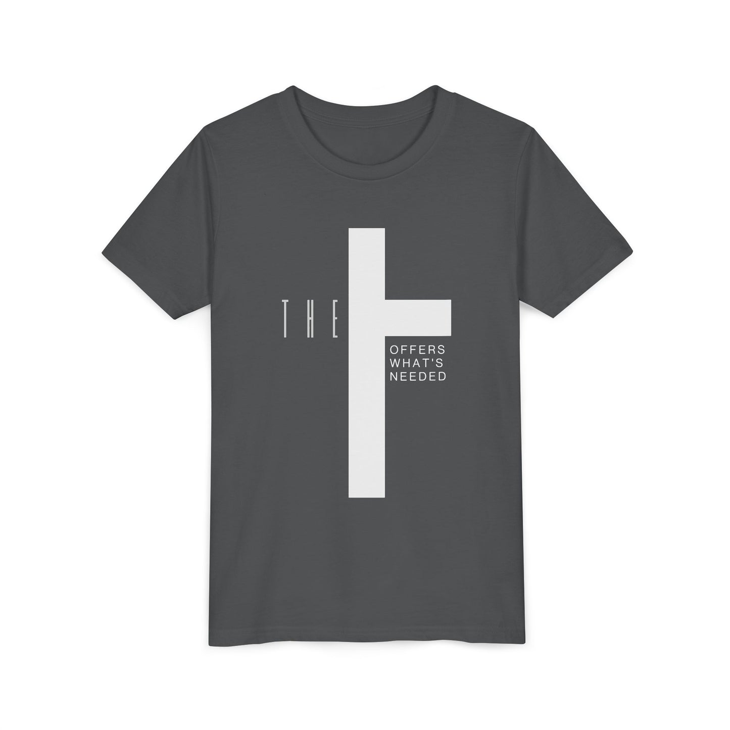 Youth T-Town Christian White Letters & Cross