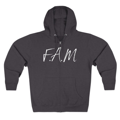 Fam Hoodie White Words Zipper