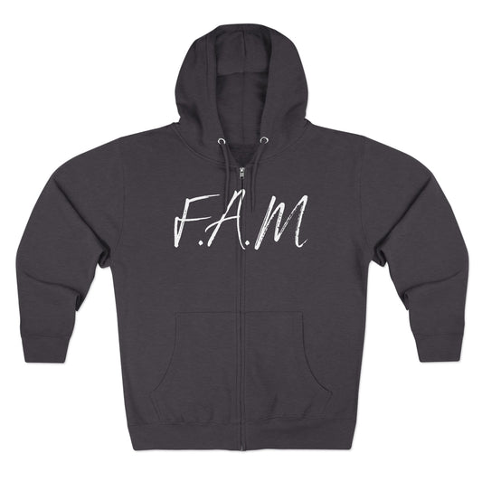 Fam Hoodie White Words Zipper