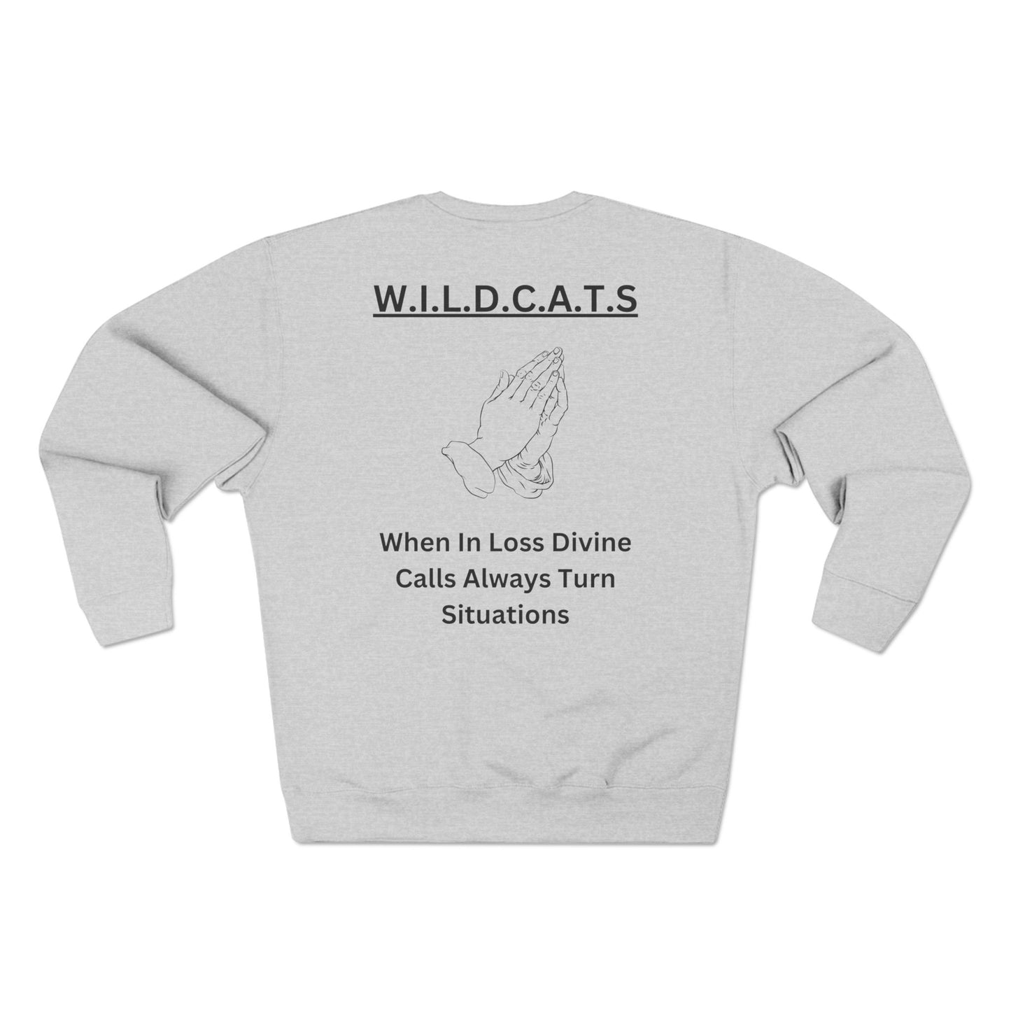 Adult Wildcats Christian Black Letters & Picture Crewneck