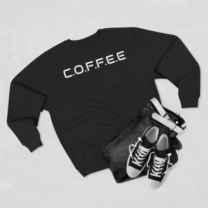 Adult Coffee Christian White Words & Image Crewneck