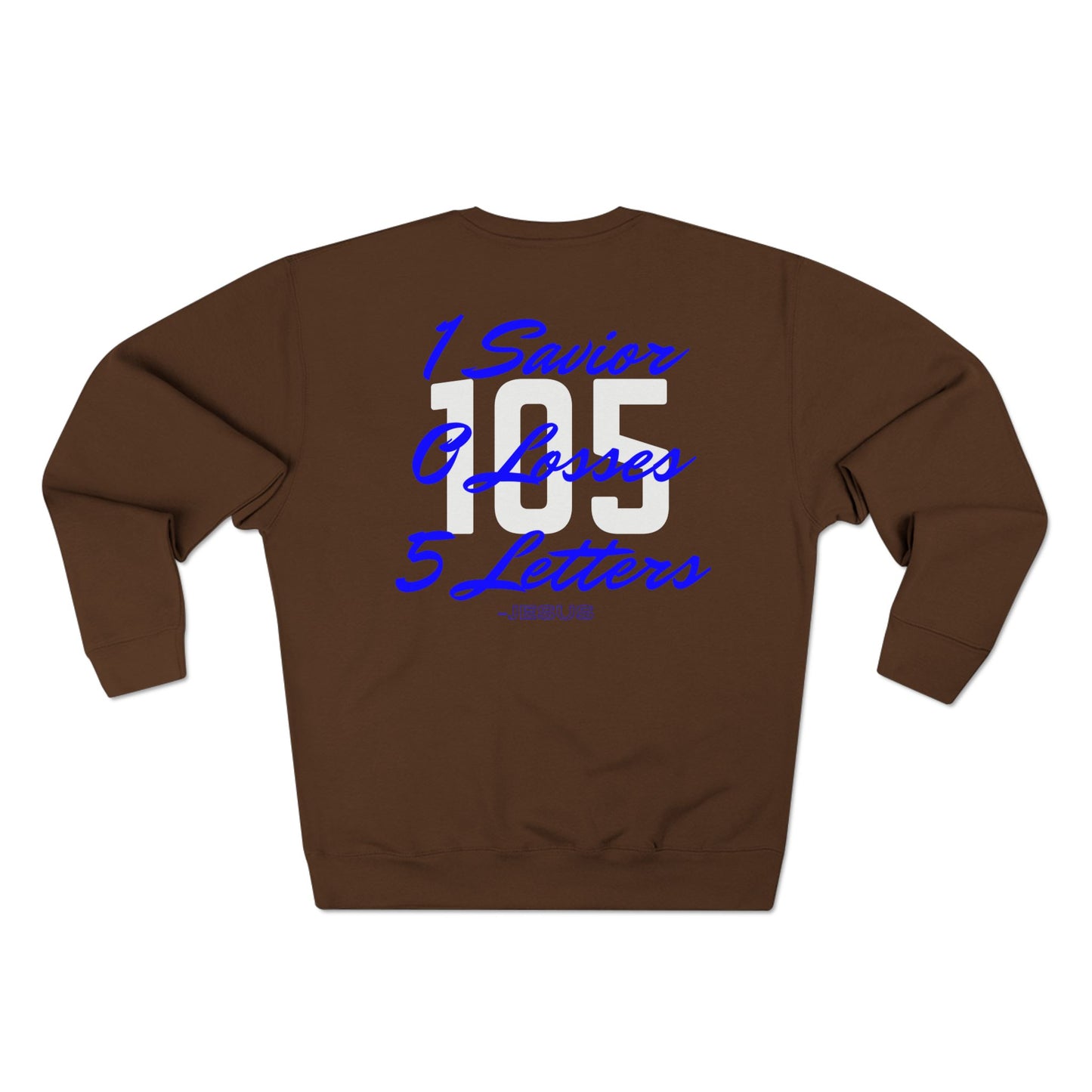 Adult 105 Christian Blue and White Letters Crewneck