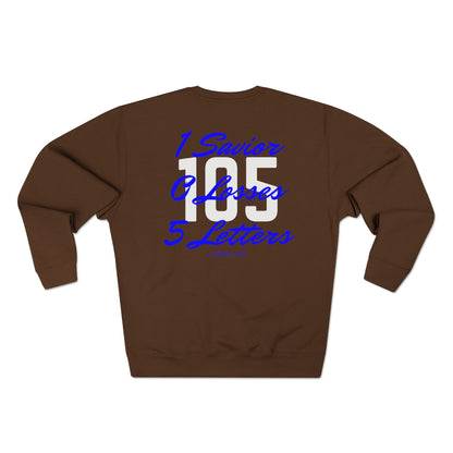 Adult 105 Christian Blue and White Letters Crewneck
