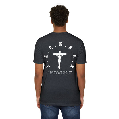 Adult Jackson White Cross & Letters Premium Tee