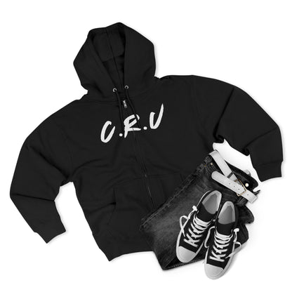 Adult Cru White Zipper Hoodie