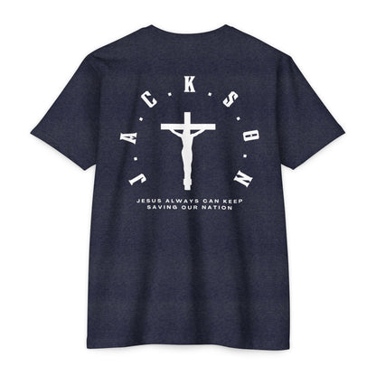 Adult Jackson White Cross & Letters Premium Tee
