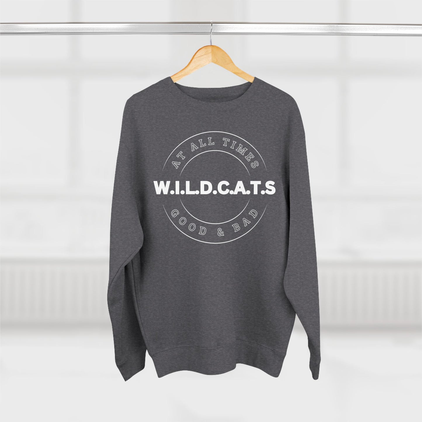 Adult Wildcats Christian White Letters & Picture Crewneck