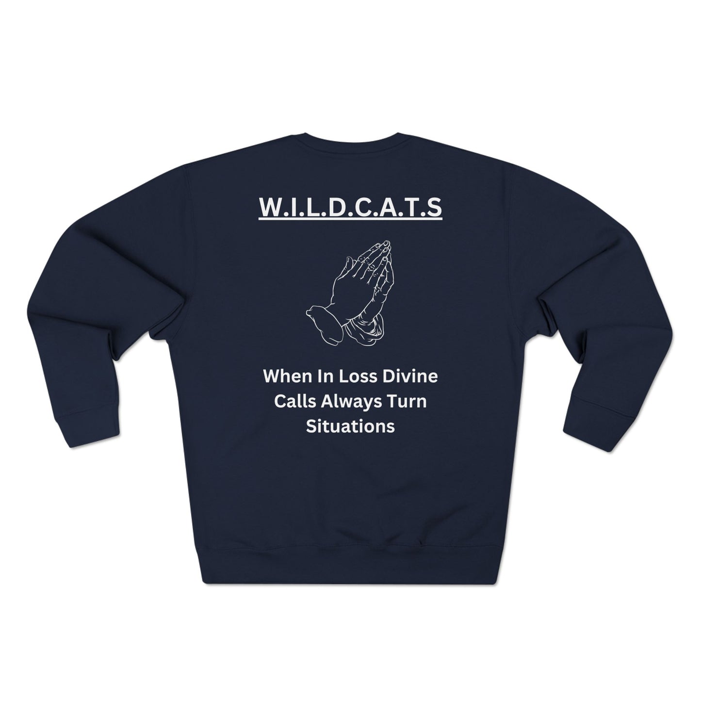 Adult Wildcats Christian White Letters & Picture Crewneck