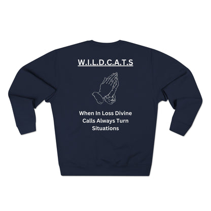 Adult Wildcats Christian White Letters & Picture Crewneck