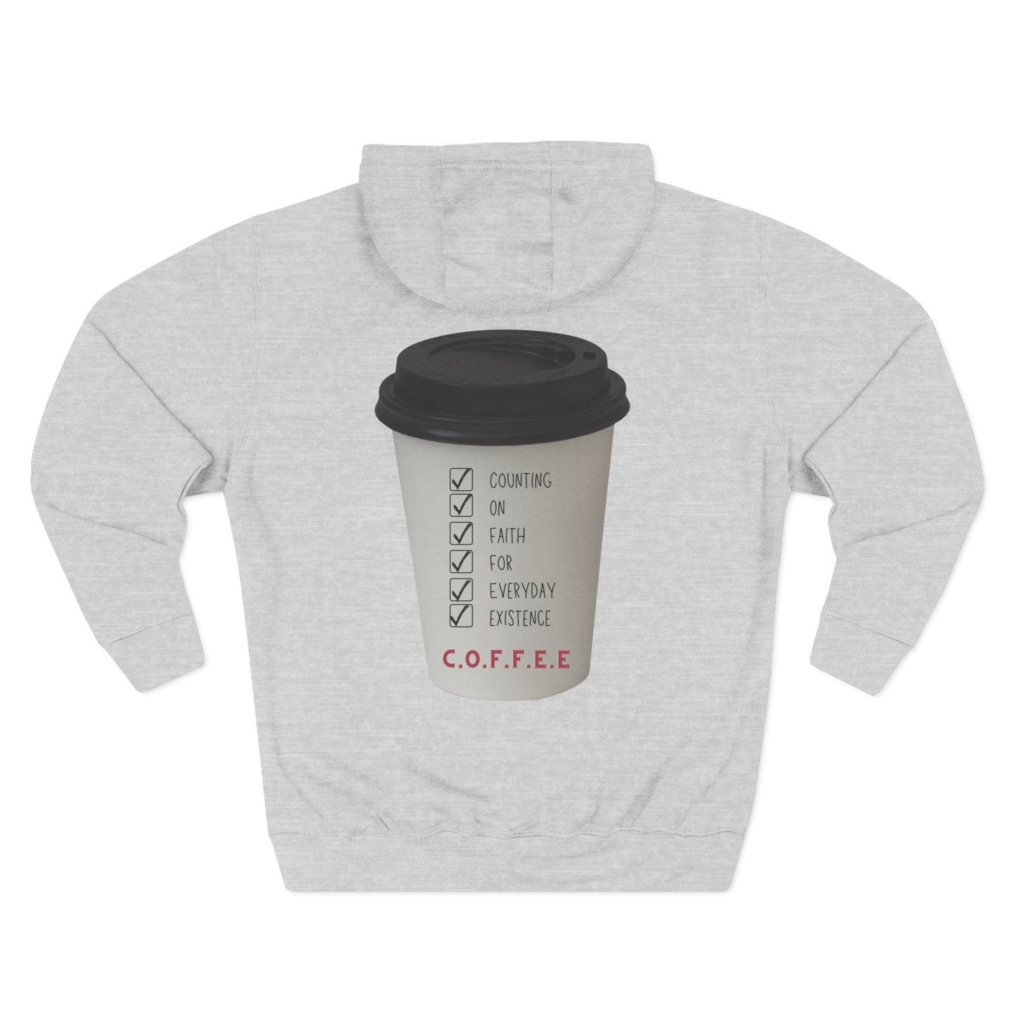 Adult Coffee Christian White Letters & Image Pullover Hoodie