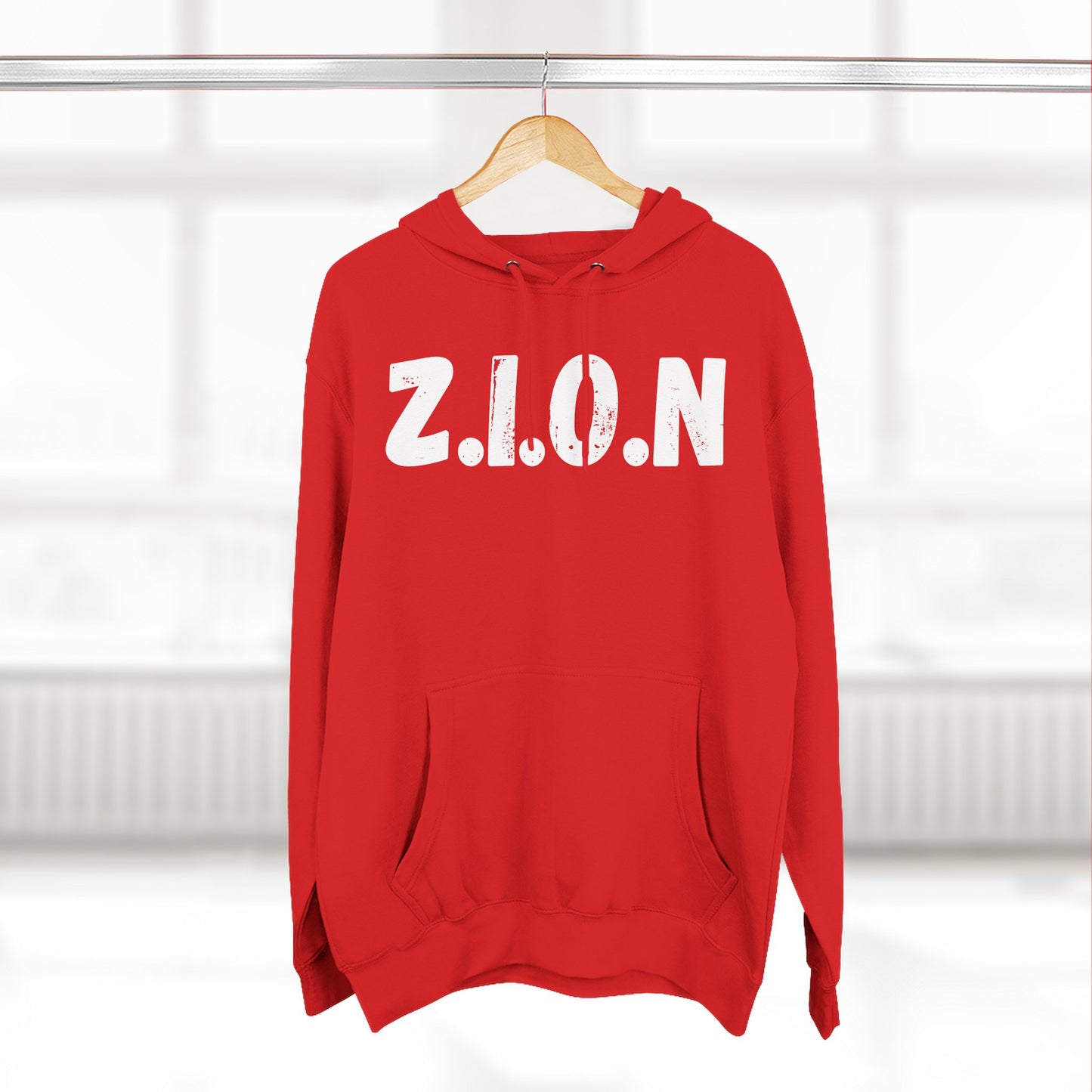 Adult Zion White Words & Image Pullover Hoodie