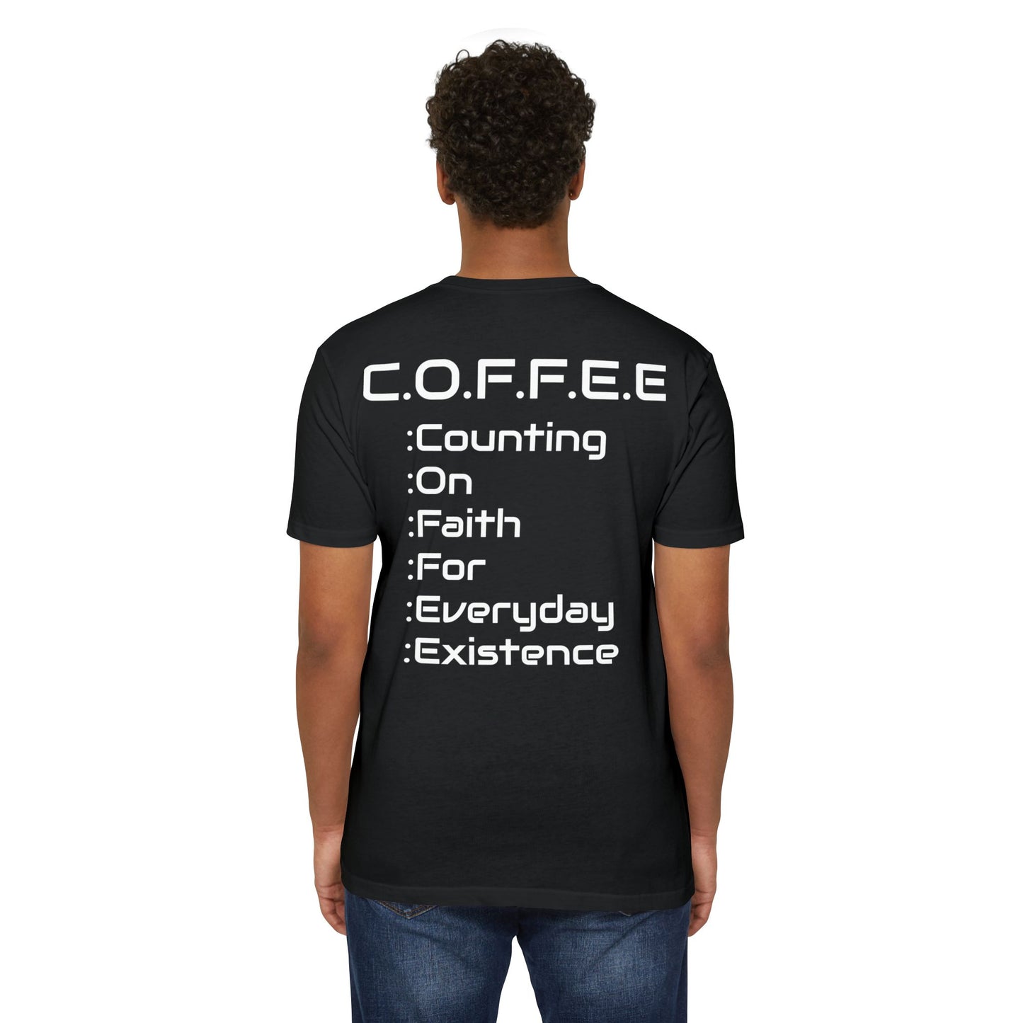 Adult Coffee Christian White Words Only Premium Tee