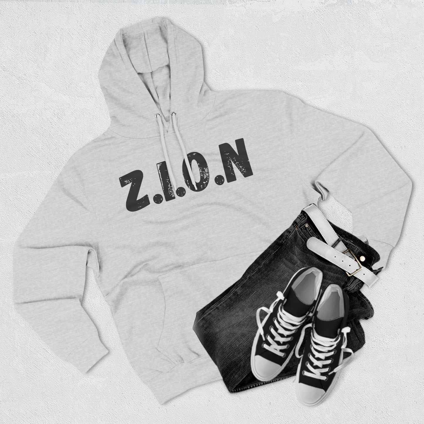 Zion Hoodie Black Words & Image