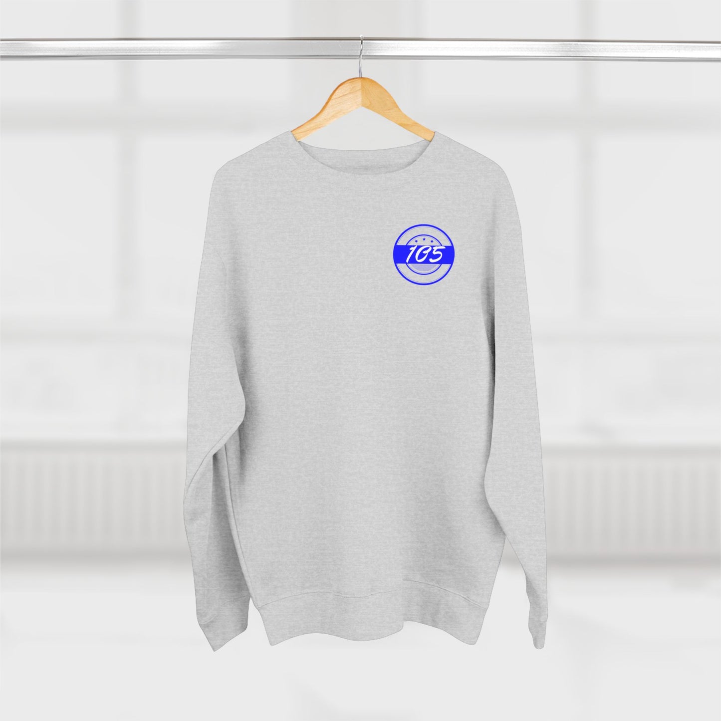 Adult 105 Christian Blue and White Letters Crewneck