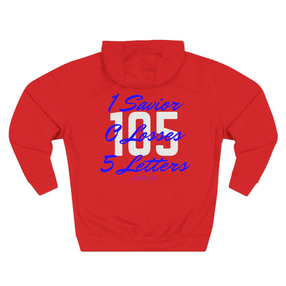 Adult 105 Christian Blue and White Letters Hoodie