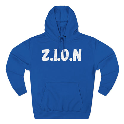 Adult Zion White Words & Image Pullover Hoodie