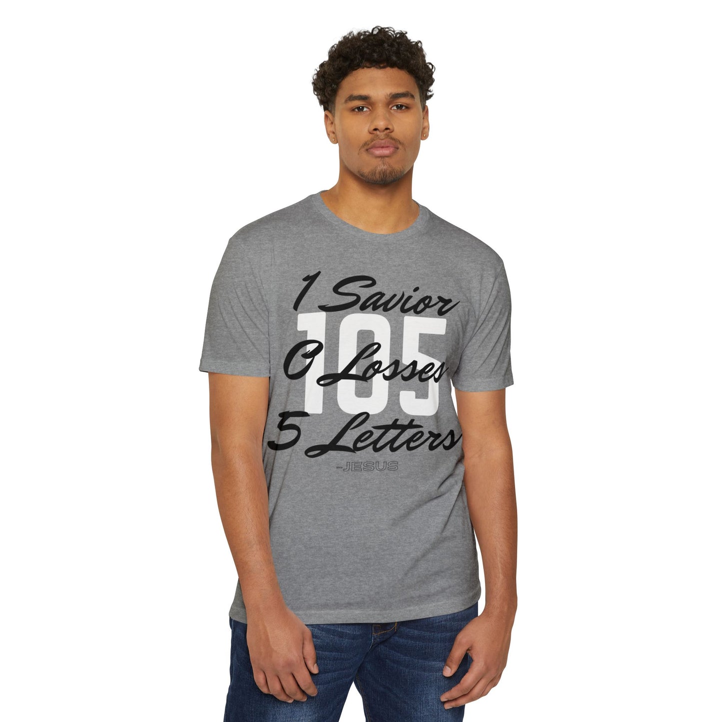 Adult 105 Christian Black and White Letters Premium Tee