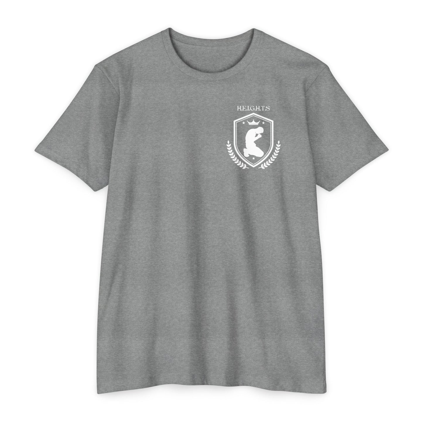 Adult Heights Christian White Letters & Image Premium Tee