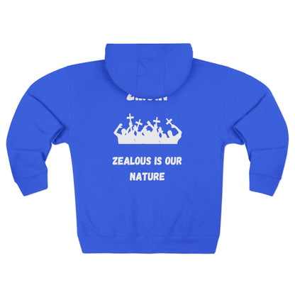 Adult Zion White Words & Image Zipper Hoodie