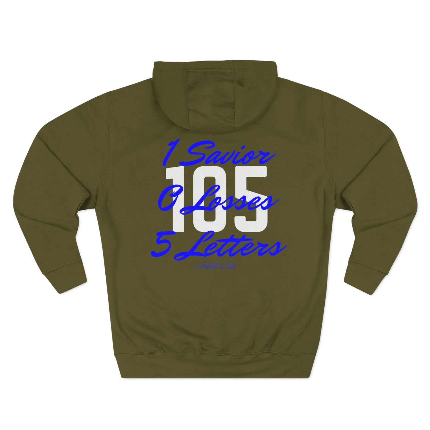 Specialty Adult 105 Christian Blue and White Letters Hoodie