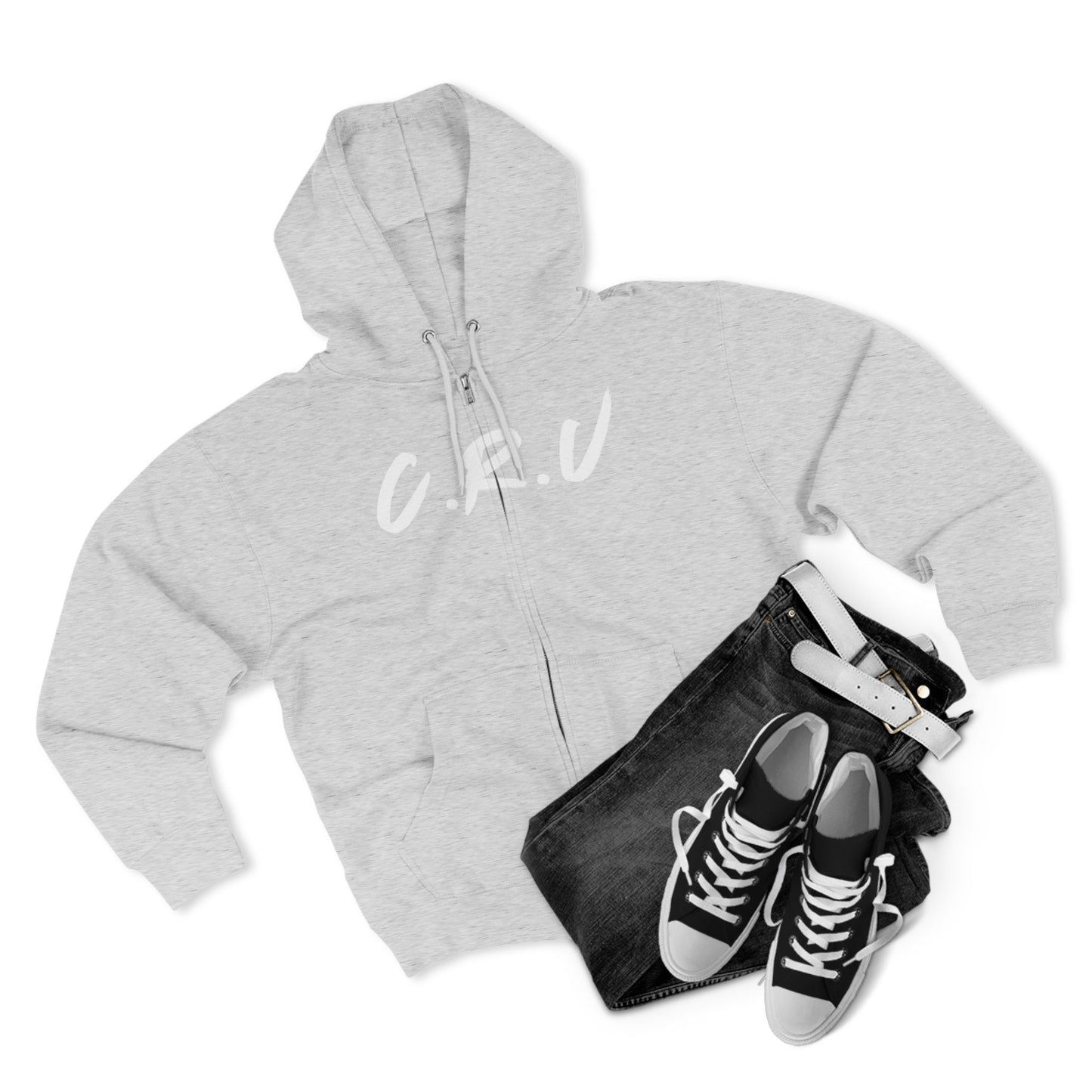Adult Cru White Zipper Hoodie