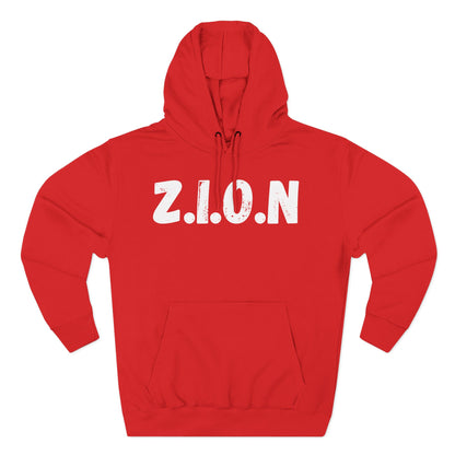 Adult Zion White Words & Image Pullover Hoodie