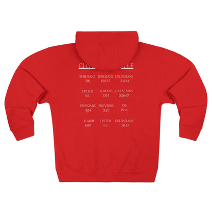 Clothe Yourself White Hoodie Zipper (scripture)