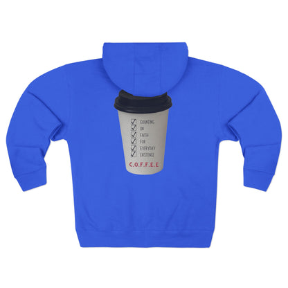 Adult Coffee Christian White Letters & Image Hoodie Zipper