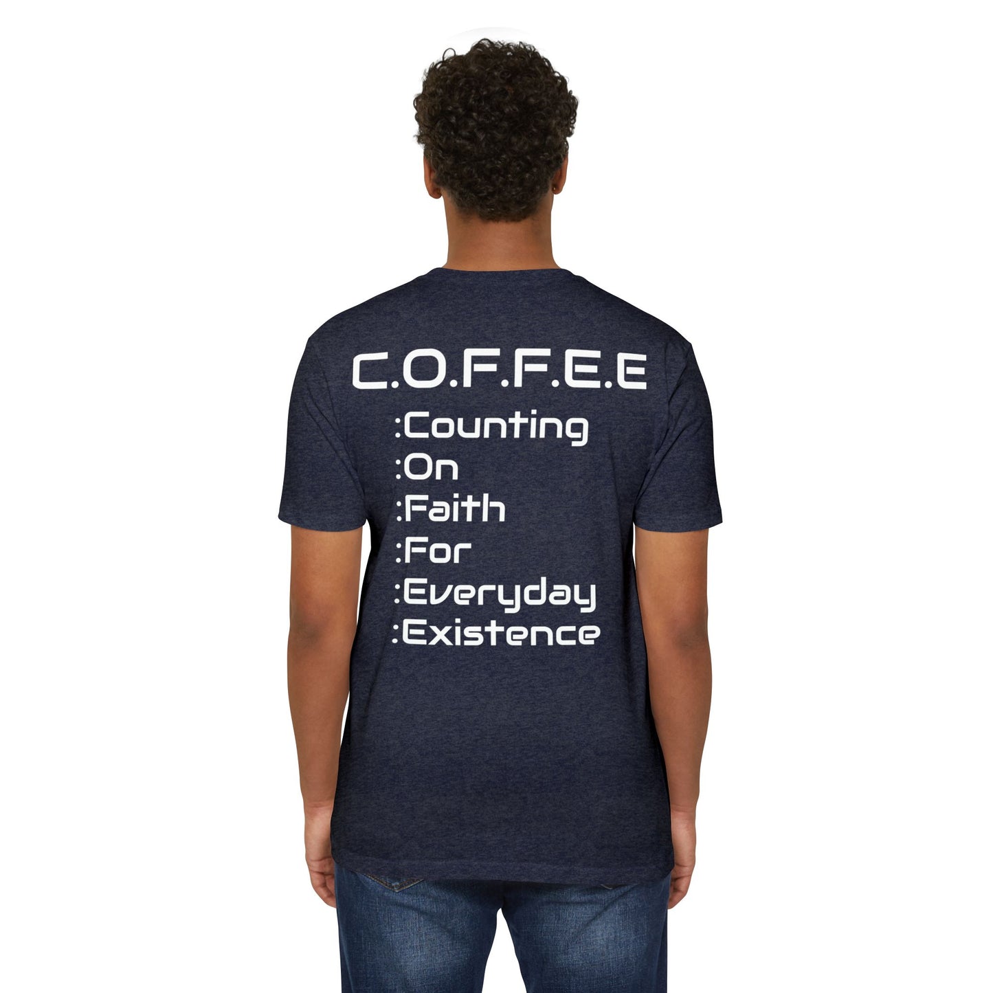 Adult Coffee Christian White Words Only Premium Tee