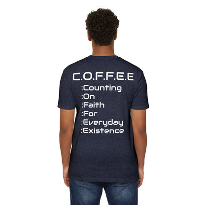 Adult Coffee Christian White Words Only Premium Tee